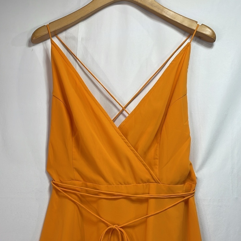 🦅 nwt ASOS orange crisscross back full length maxi chiffon dress - Picture 4 of 10